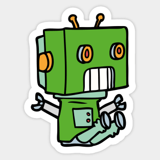 Green Cute Robot Kid Sticker